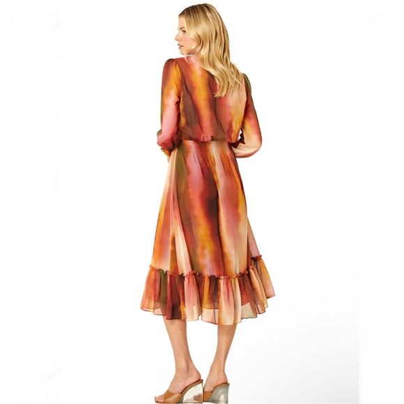 Misa Poppy Midi Ombre Dress Size L - Picture 2 of 11